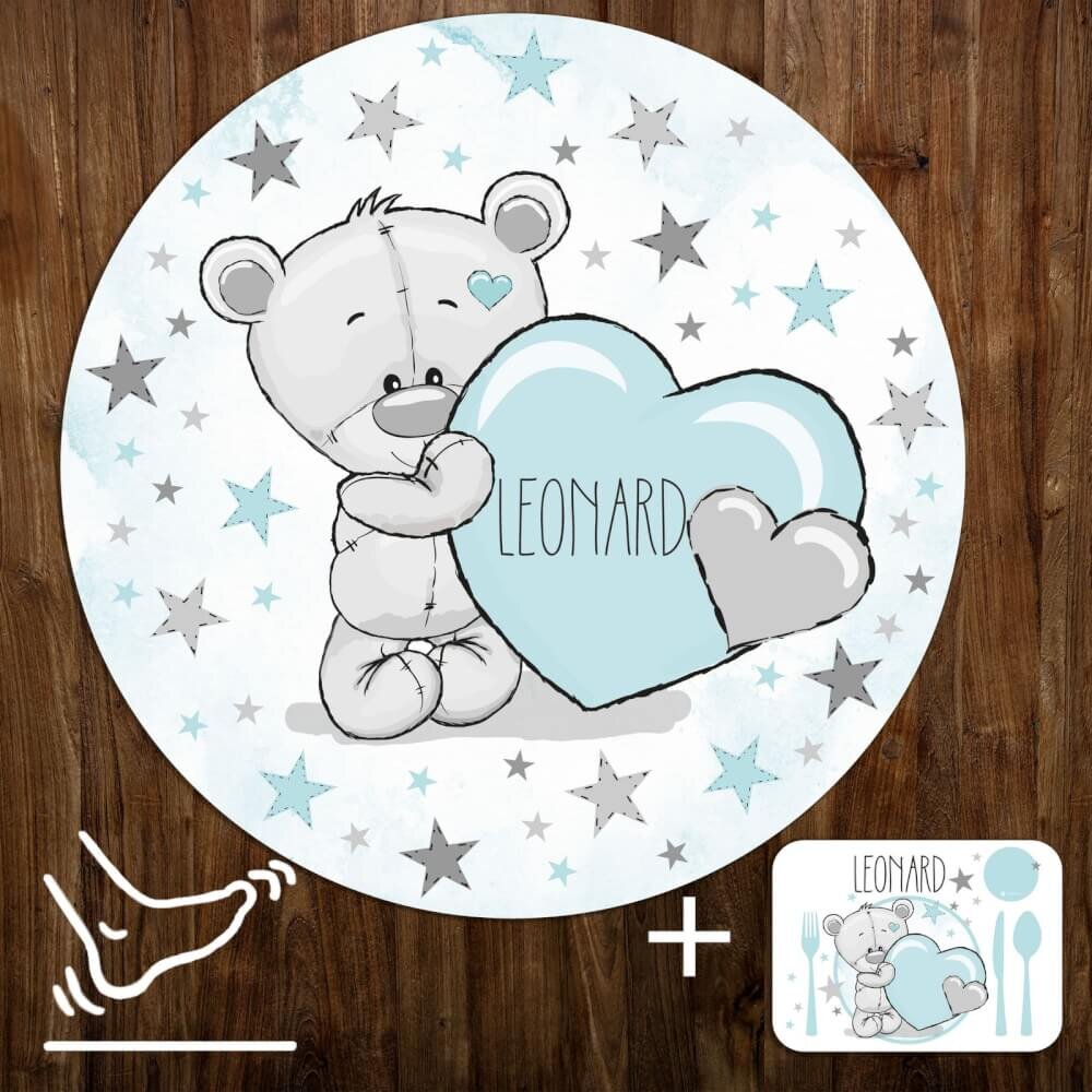 INSPIO Dětská podložka na hraní - Modrý medvídek s hvězdami