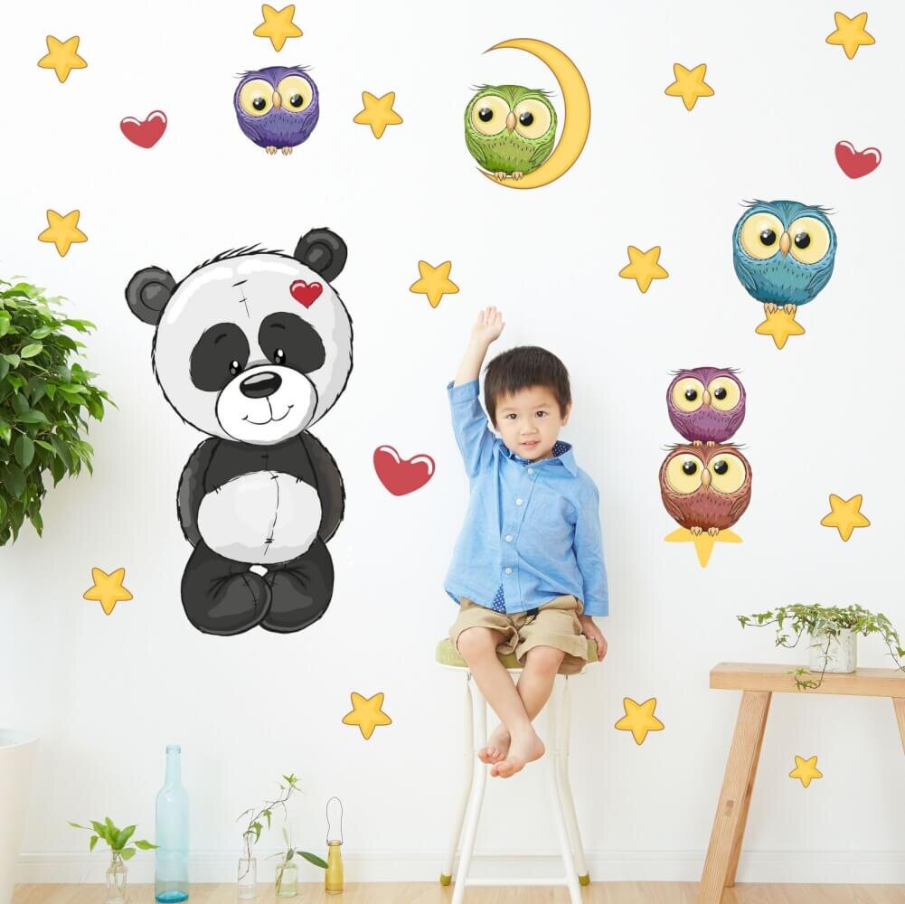 INSPIO Dětské samolepky na zeď - Panda a sovičky