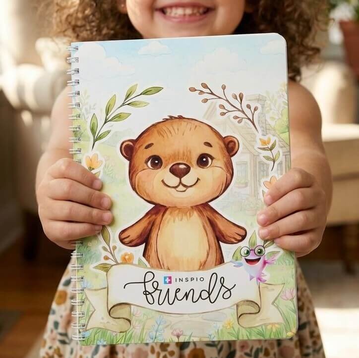 INSPIO Friends: Interaktivní knížka na suchý zip - Bobr a péče o miminko