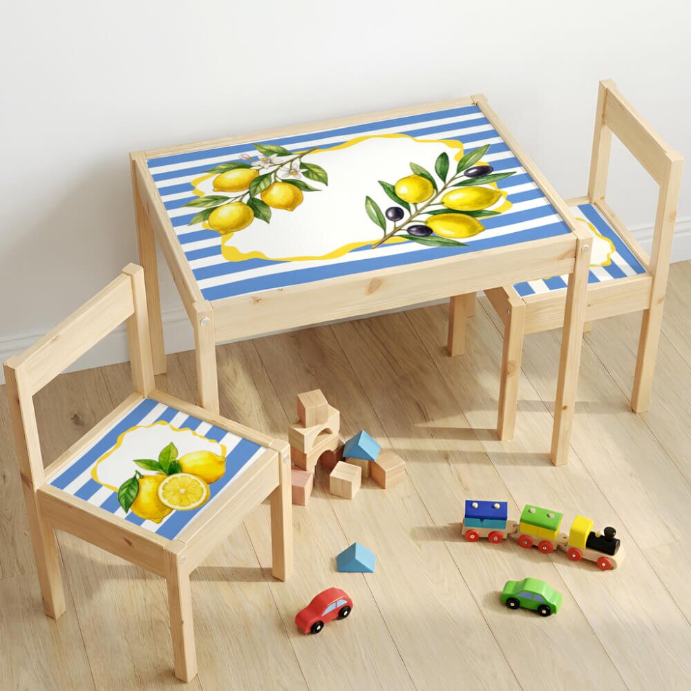 INSPIO IKEA LÄTT - Sada samolepek Dolce Vita (Modré pruhy a citrony)