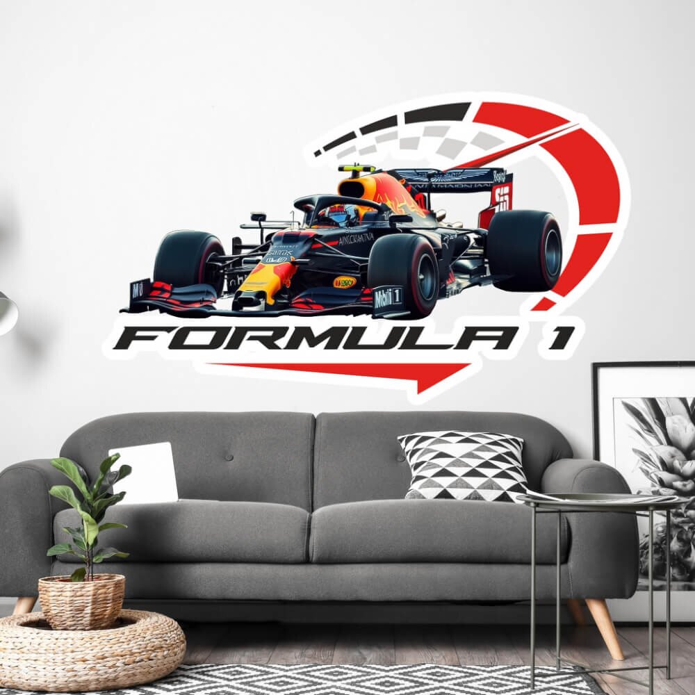 INSPIO Moderní samolepka na zeď nad pohovkou - Formule s tachometrem