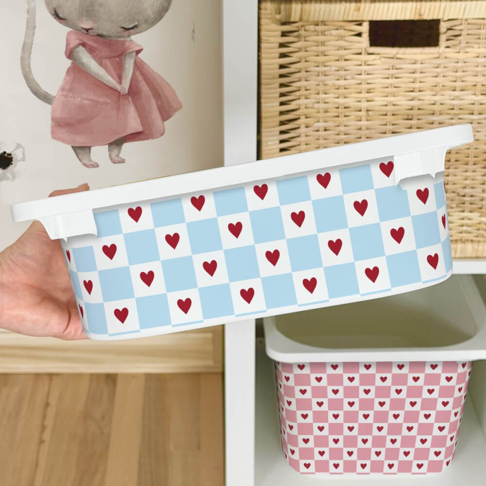 INSPIO Nálepka na box IKEA TROFAST – Srdíčka a kostky