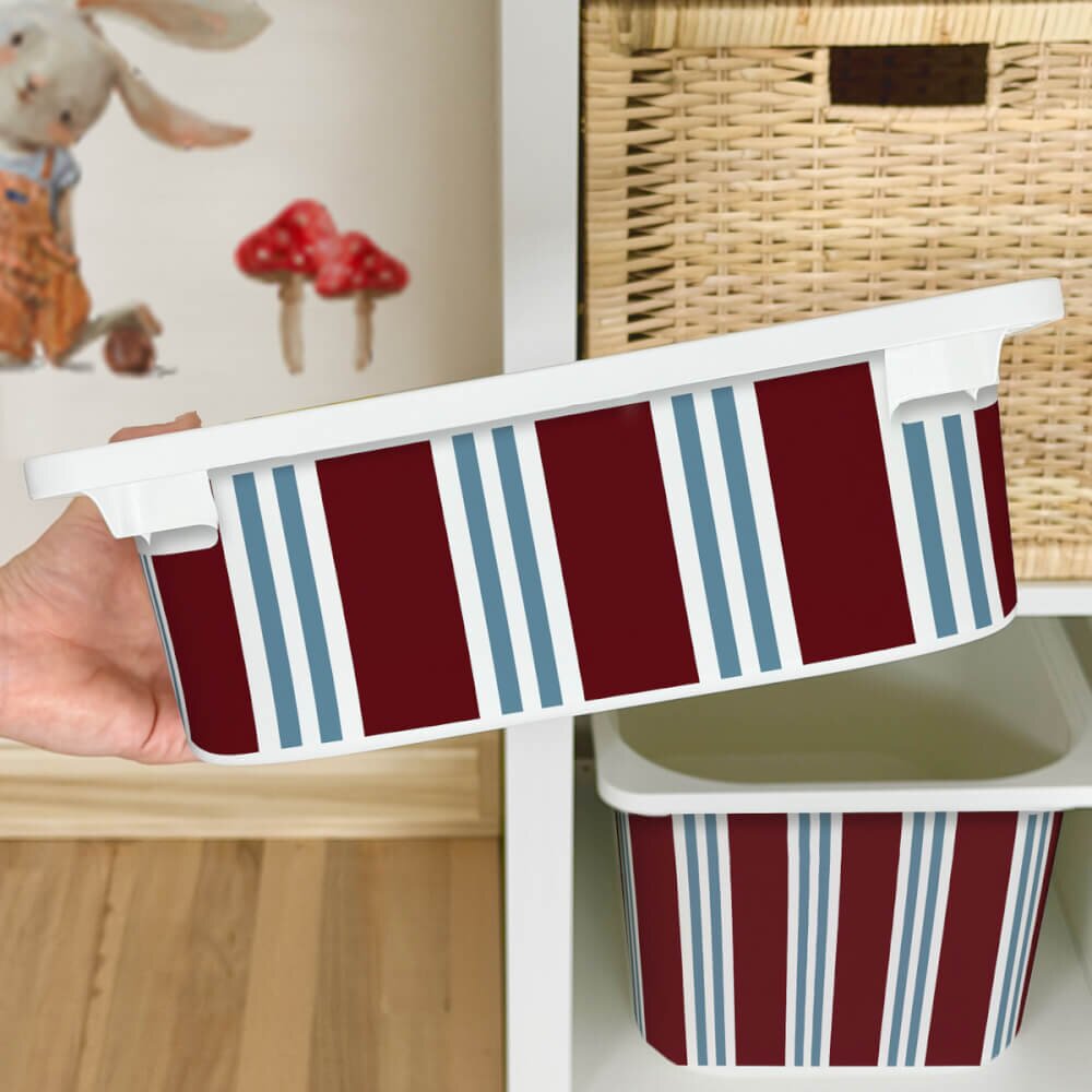 INSPIO Nálepka na IKEA TROFAST – Burgundy Blue Pruhy