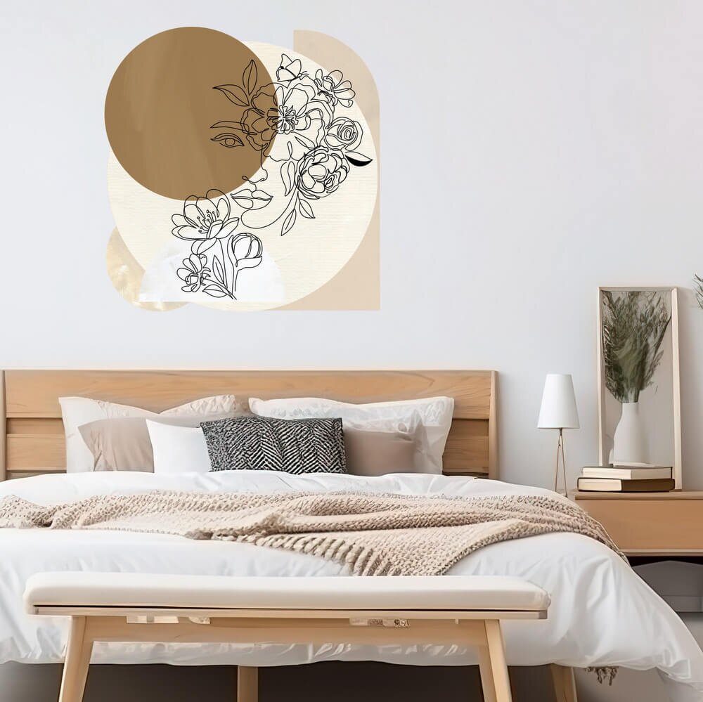 INSPIO Nálepka na zeď do ložnice - Žena s květinami