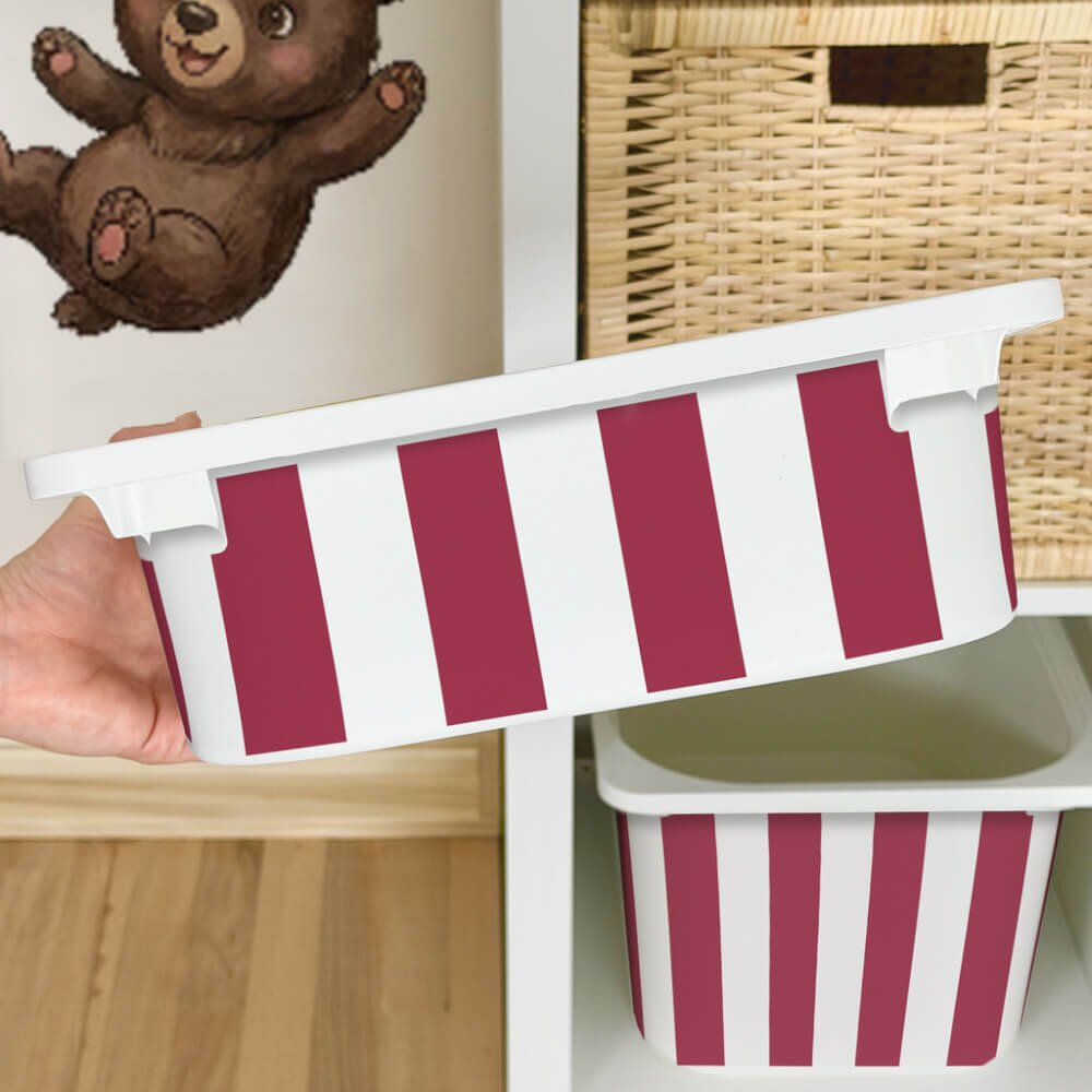 INSPIO Nálepka pro IKEA TROFAST box - červené a bílé pruhy