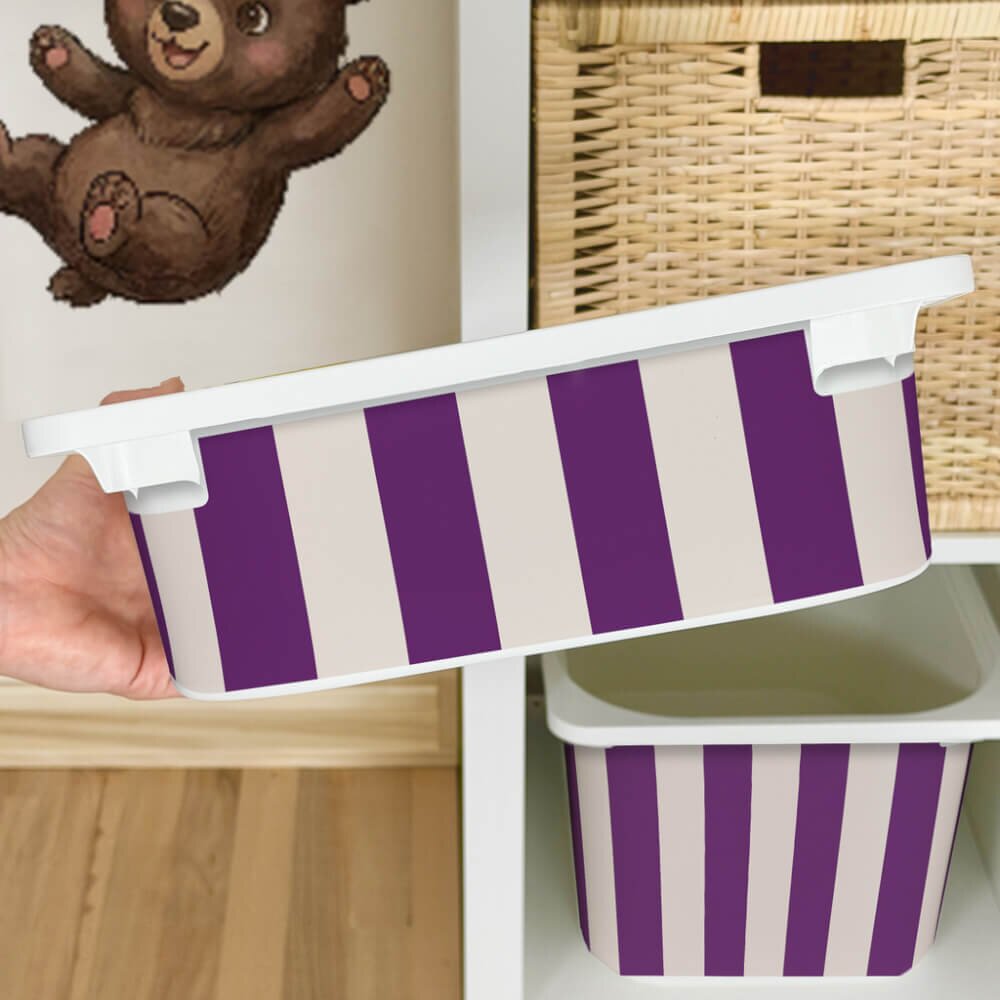 INSPIO Nálepka pro IKEA TROFAST box - Fialové pruhy (na béžové)
