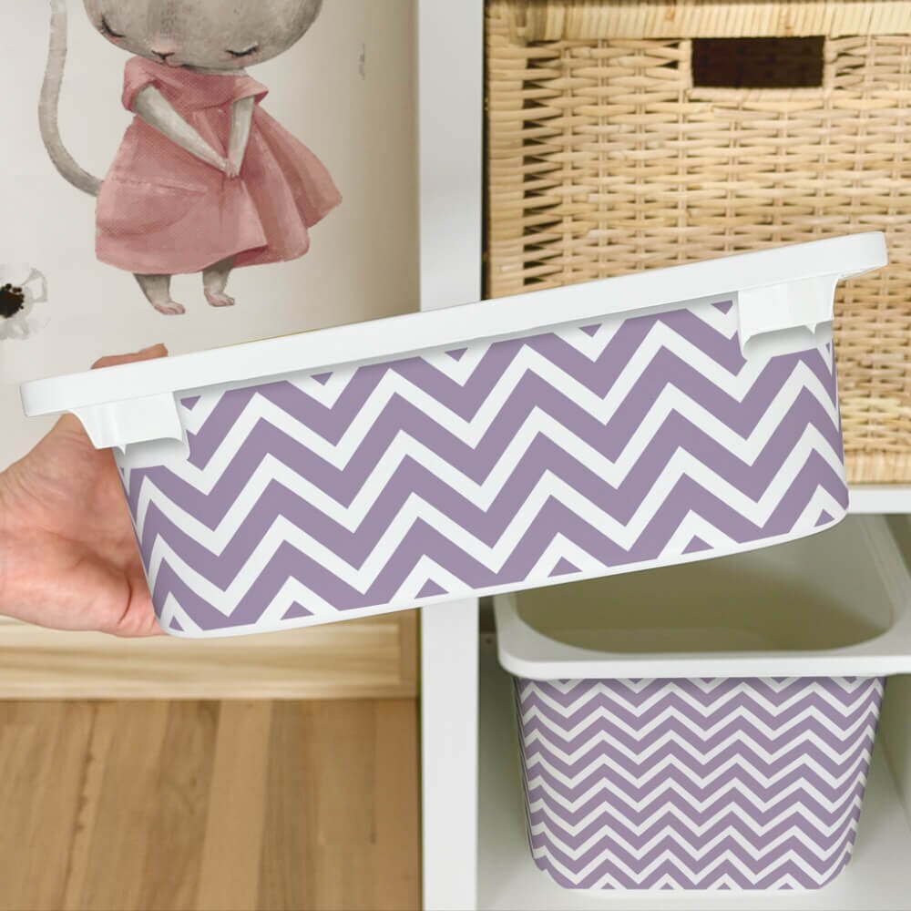 INSPIO Nálepka pro IKEA TROFAST box - Fialový chevron (cik-cak)