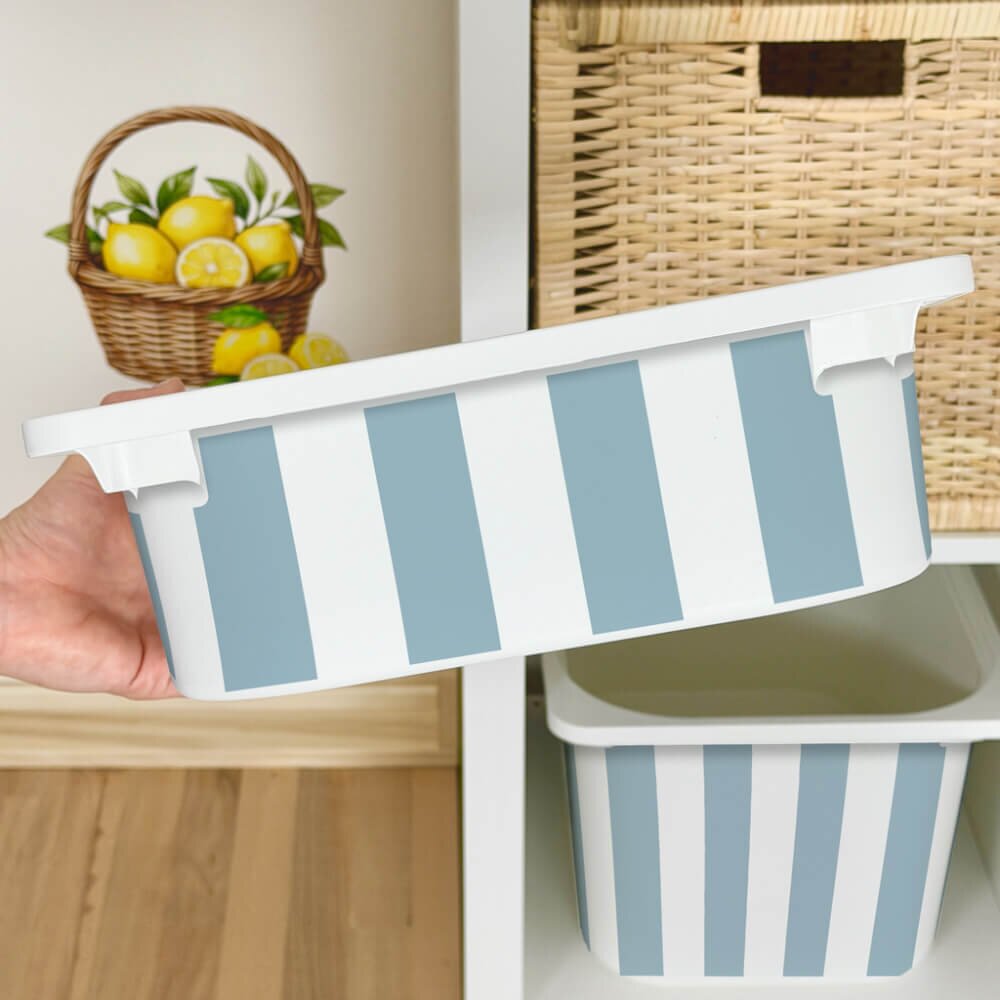 INSPIO Nálepka pro IKEA TROFAST box - Modré a bílé pruhy