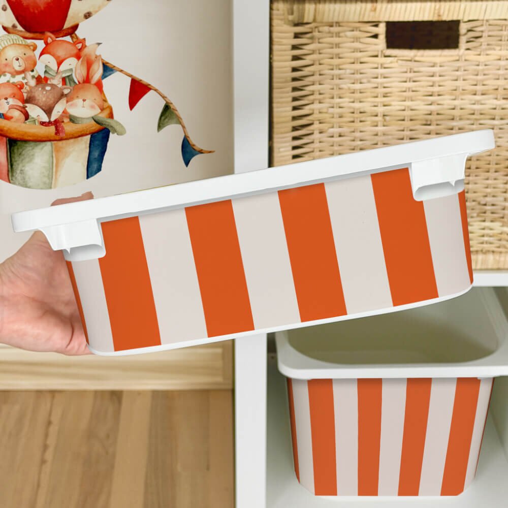 INSPIO Nálepka pro IKEA TROFAST box - oranžové pruhy (na béžové)
