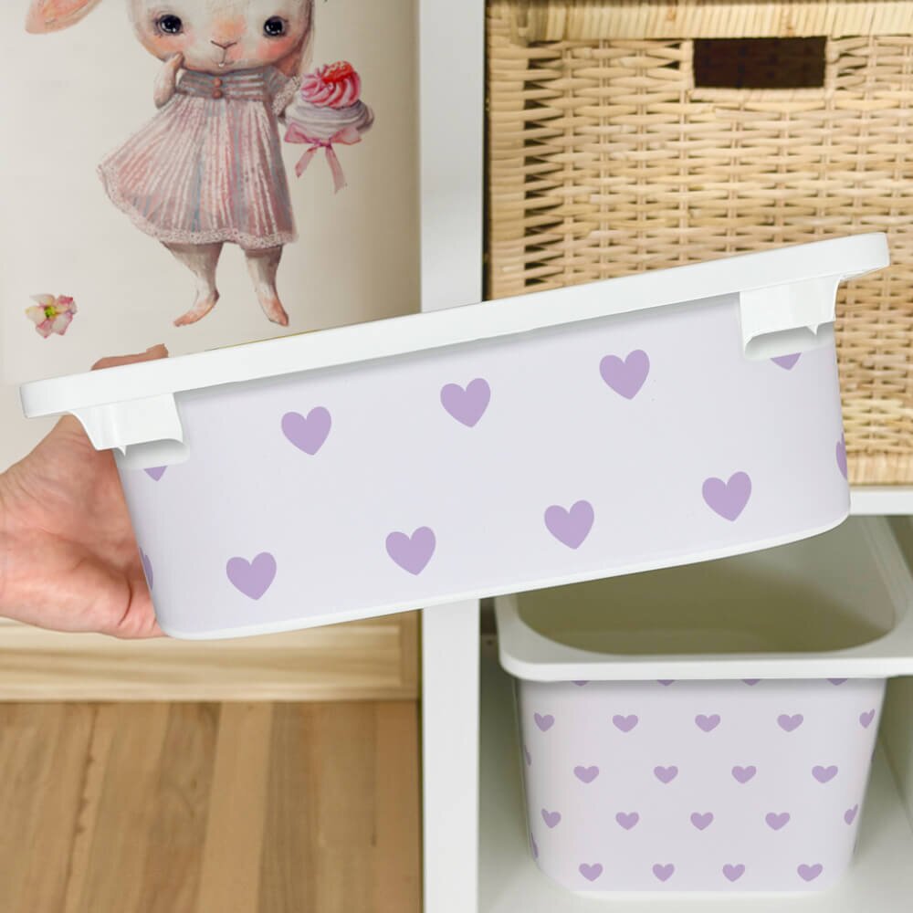INSPIO Nálepka pro IKEA TROFAST box - Purple hearts