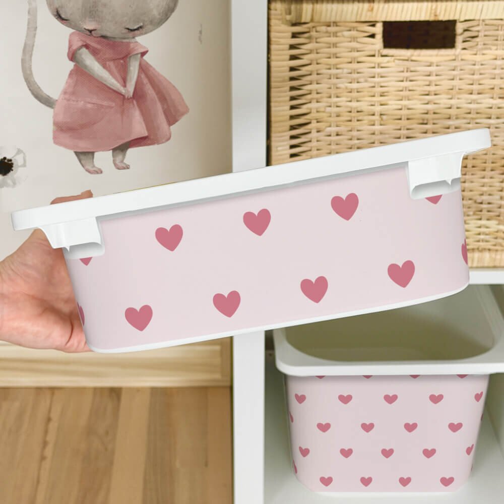 INSPIO Nálepka pro IKEA TROFAST box - Růžová srdce