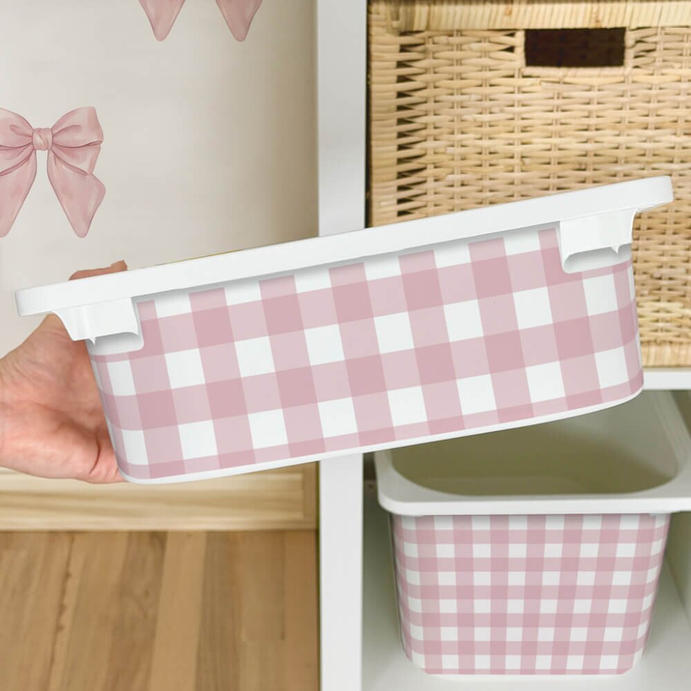 INSPIO Nálepka pro IKEA TROFAST box - růžový kostkovaný vzor