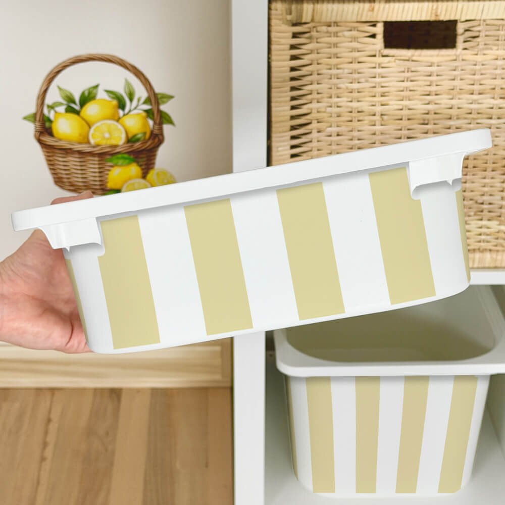 INSPIO Nálepka pro IKEA TROFAST box - žluté a bílé pruhy