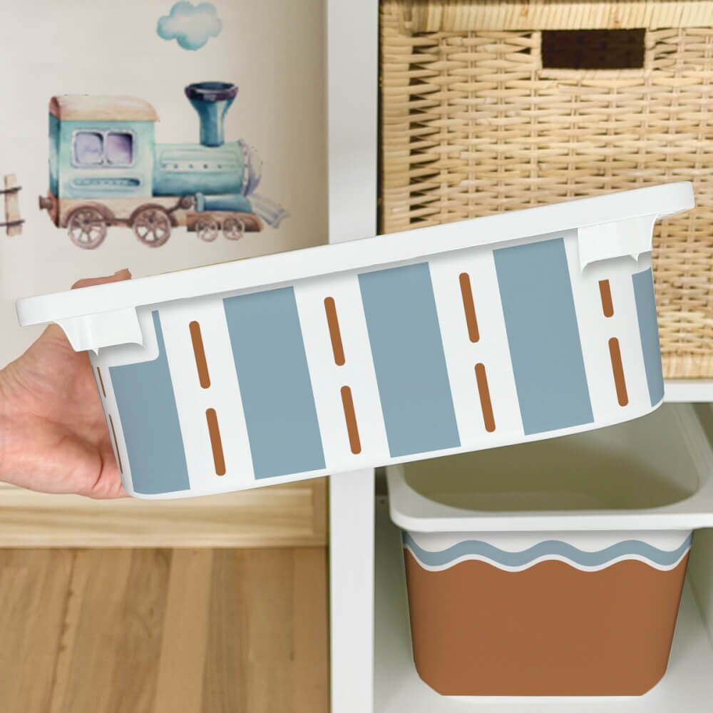 INSPIO Nálepky na box IKEA TROFAST – Terracotta Breeze (geometrické vzory)
