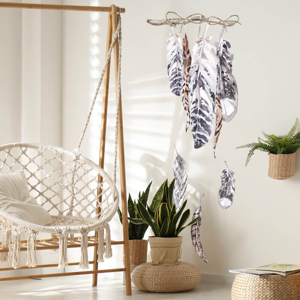 INSPIO Nálepky na zeď - Peří ve stylu boho