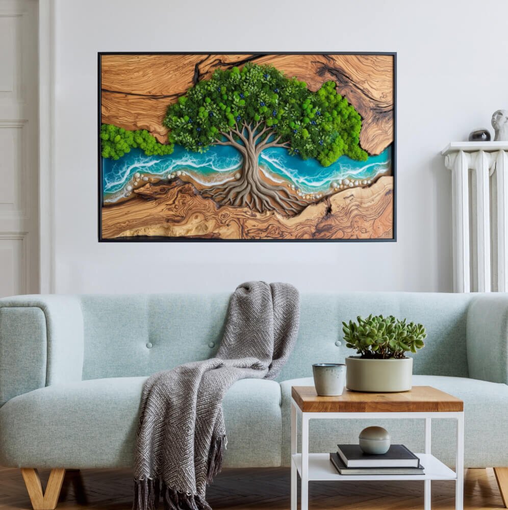 INSPIO Obdélníková samolepka Strom života - Původ u tyrkysové zátoky