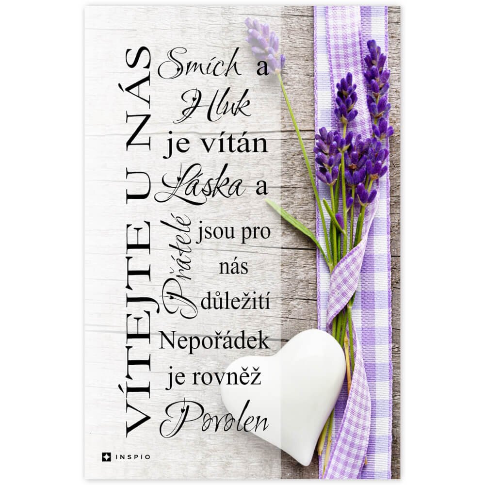 INSPIO Obraz s textem - Vítejte - Levandule