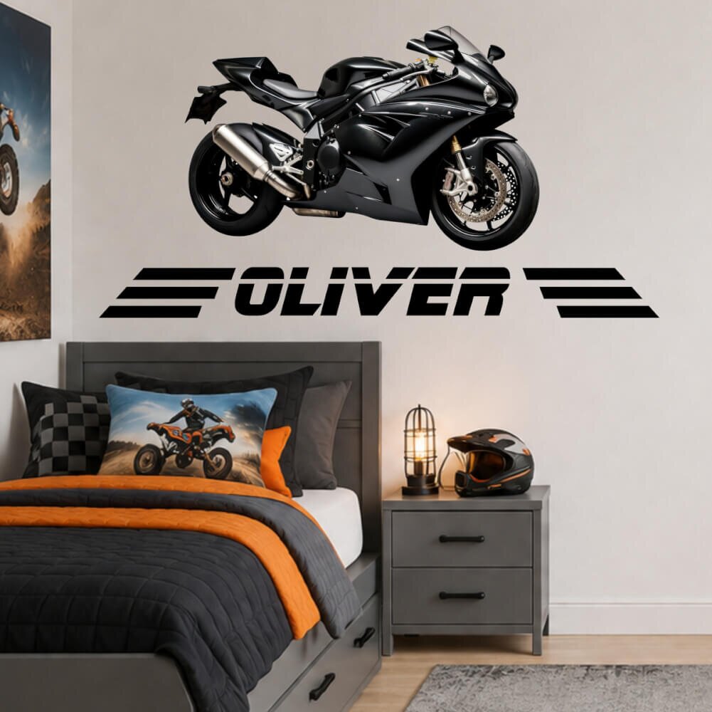 INSPIO Personalizovaná samolepka – Motocykl s vlastním jménem