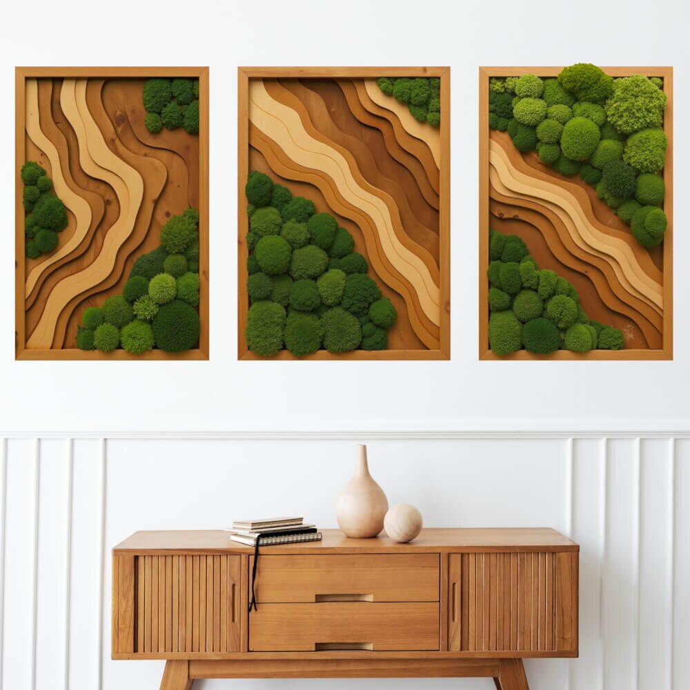 INSPIO Samolepka do obývacího pokoje - Triptych Lesní harmonie