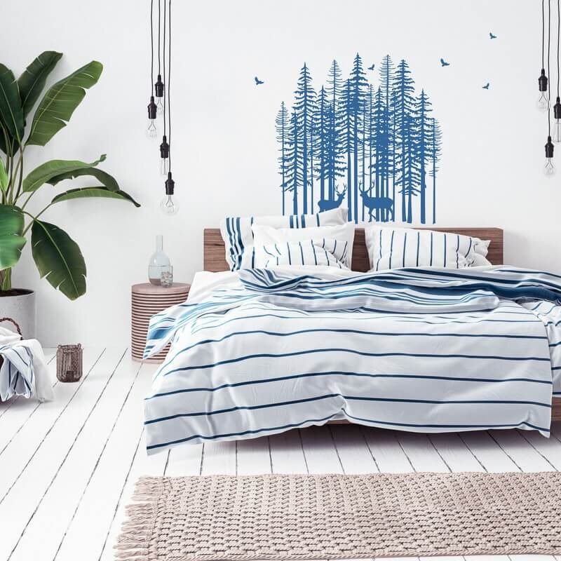 INSPIO Samolepka na zeď - Minimalistické stromy do ložnice