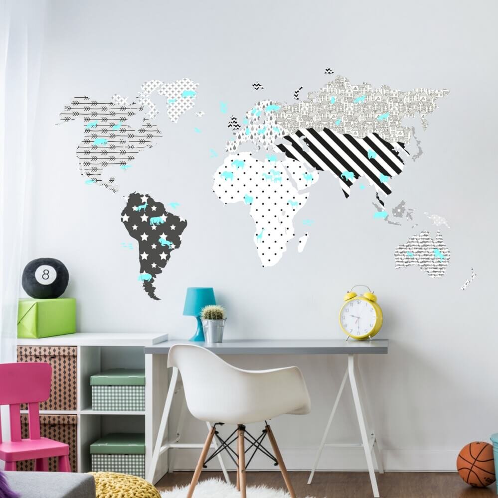 INSPIO Samolepka na zeď - Texturová mapa pro děti