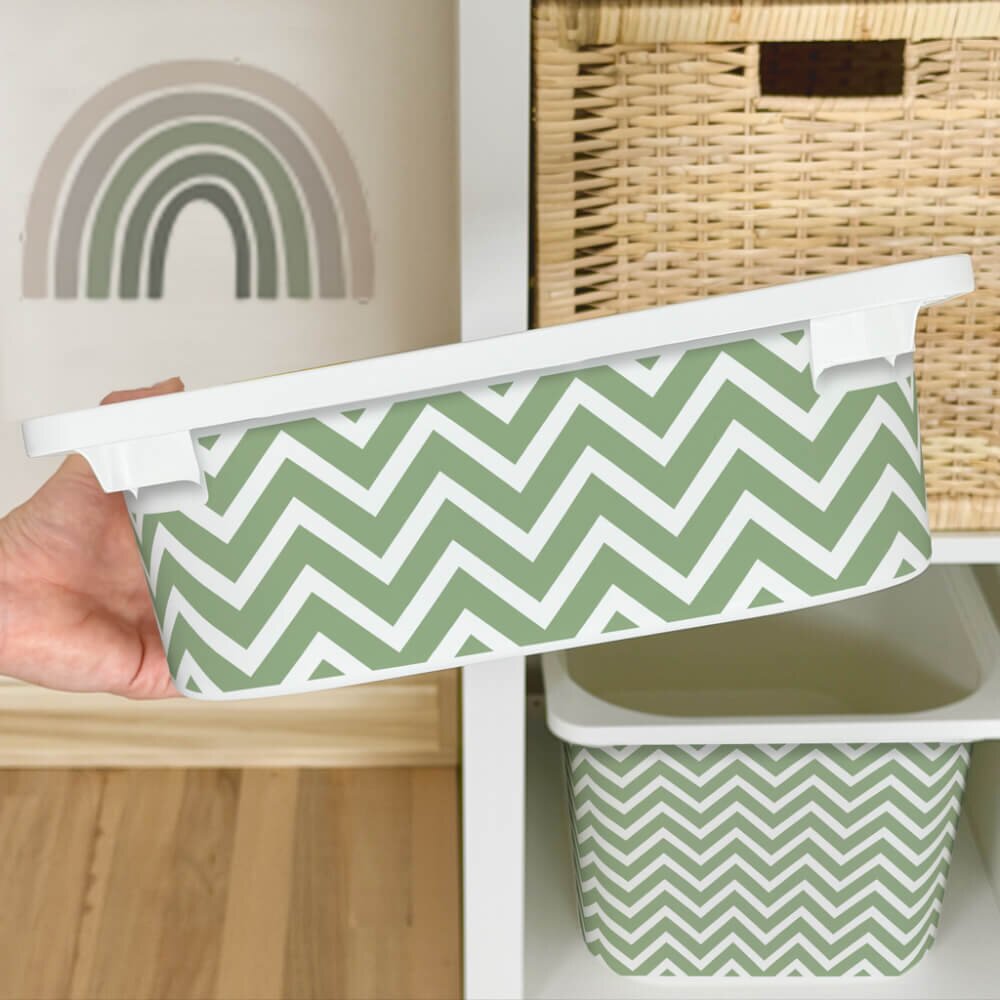 INSPIO Samolepka pro IKEA TROFAST box - Zelený chevron (cik-cak)