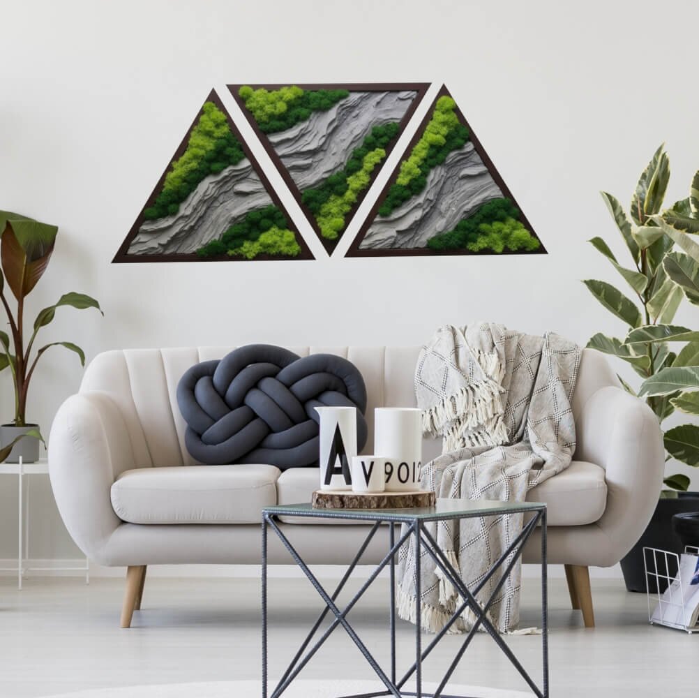 INSPIO Samolepka Trojúhelníkový triptych - Horské panorama a skalní reliéf