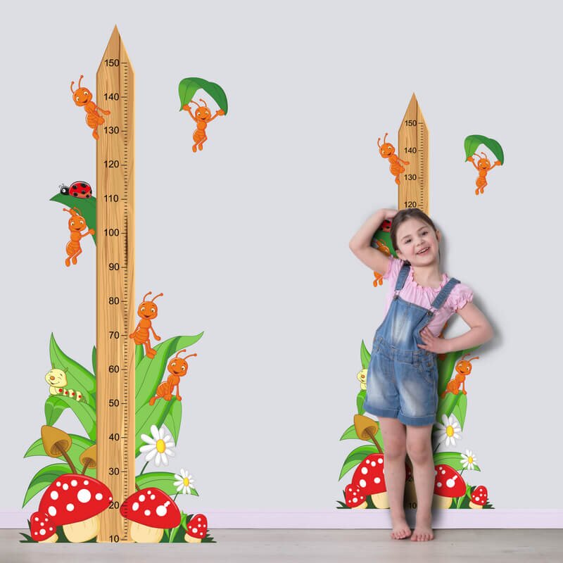 INSPIO Samolepky do dětského pokoje - Dětský metr s mravenci