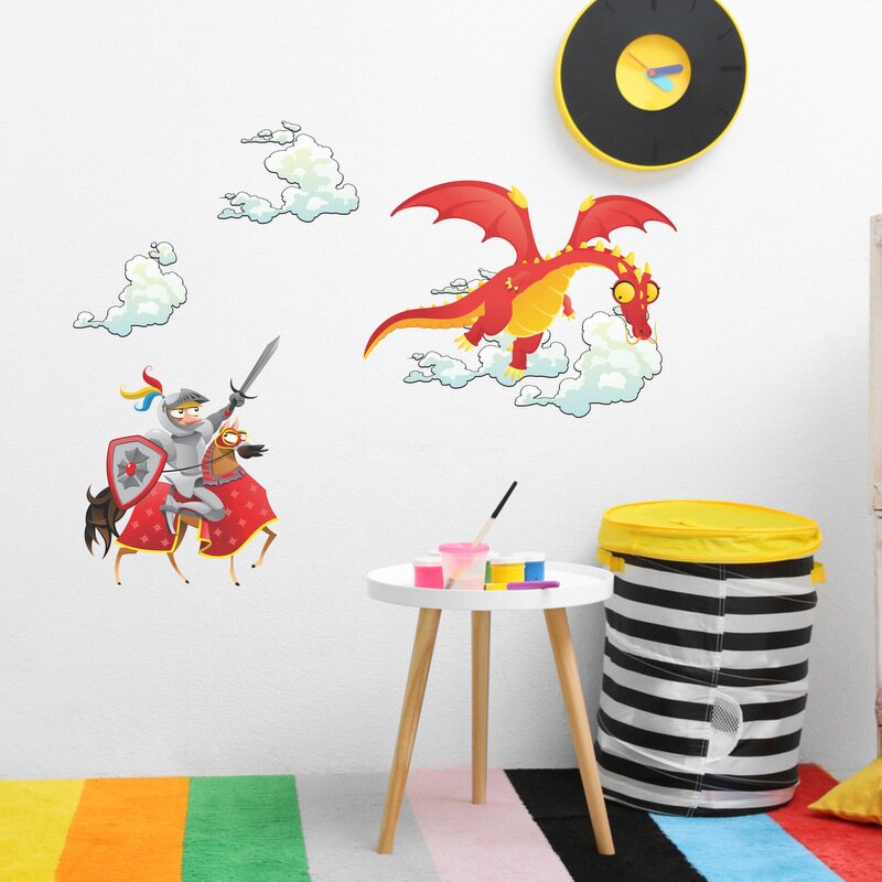 INSPIO Samolepky do dětského pokoje - Rytíř a drak