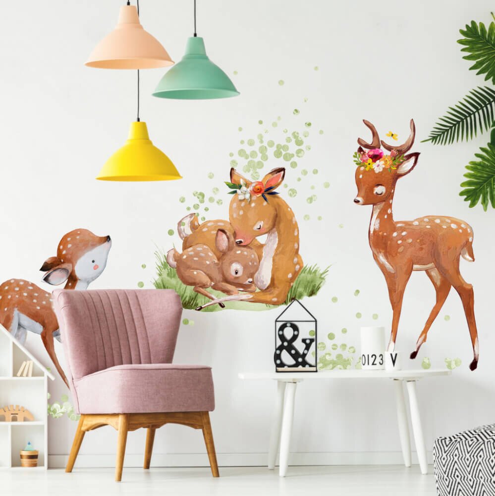 INSPIO Samolepky na zeď dětské - Srnčí rodinka