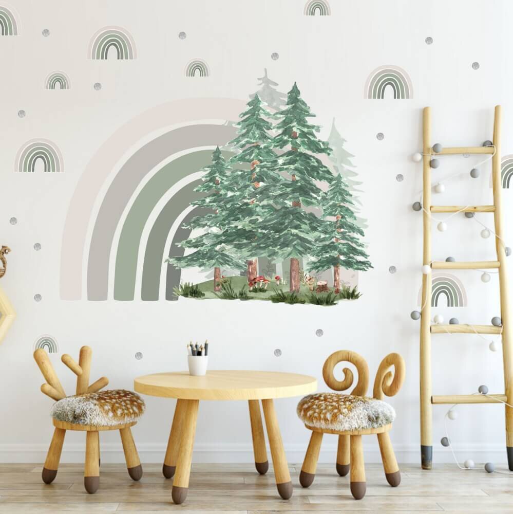 INSPIO Samolepky na zeď - DUHA v lese