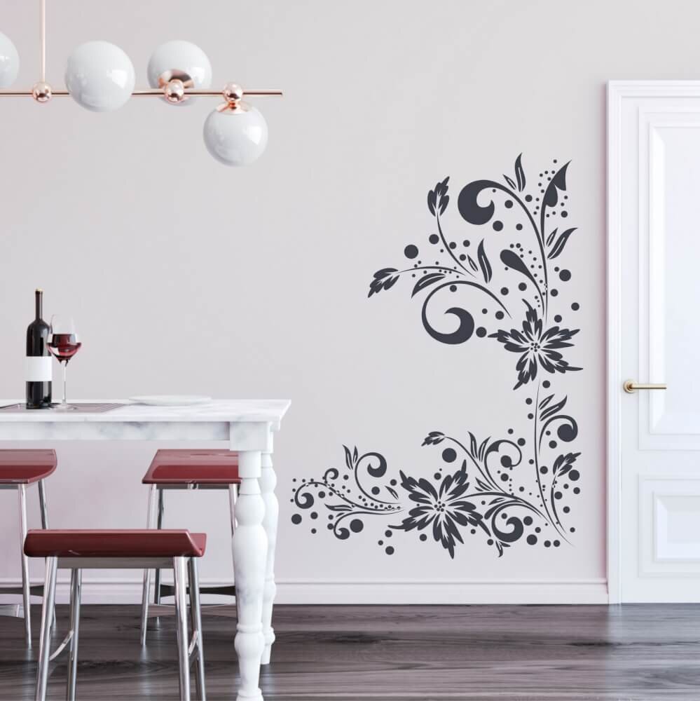 INSPIO Samolepky na zeď - Květinový ornament ve vlastní barvě