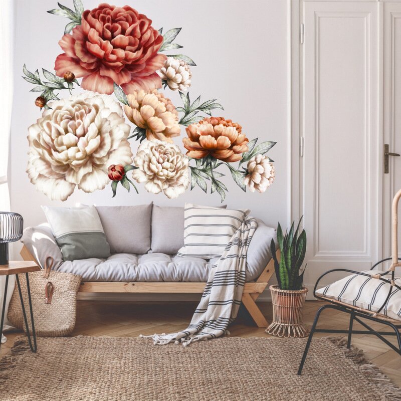 INSPIO Samolepky na zeď - Velké rudé pivoňky