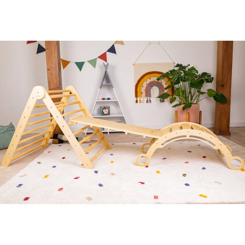 INSPIO Šplhací set Piklerův trojúhelník M deska montessori houpačka