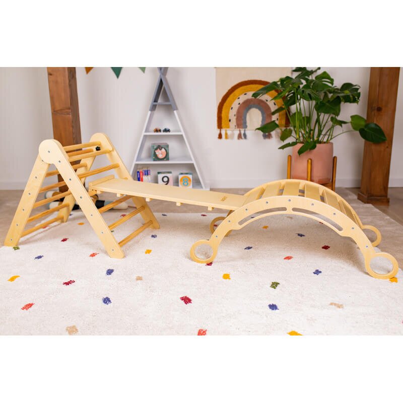 INSPIO Šplhací souprava Piklerův trojúhelník deska montessori houpačka