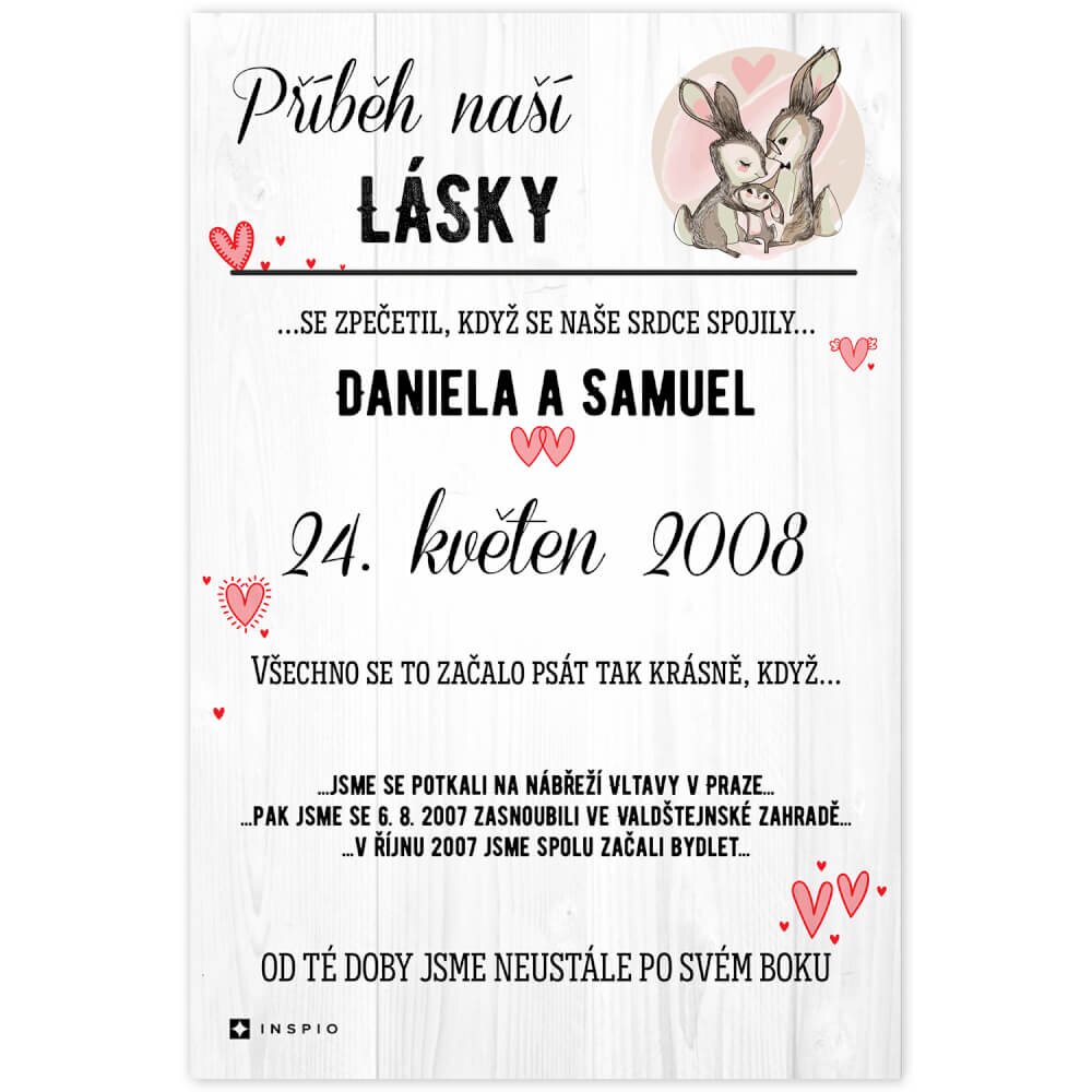 INSPIO Svatební dary - Obraz pro zamilované: Příběh naší lásky