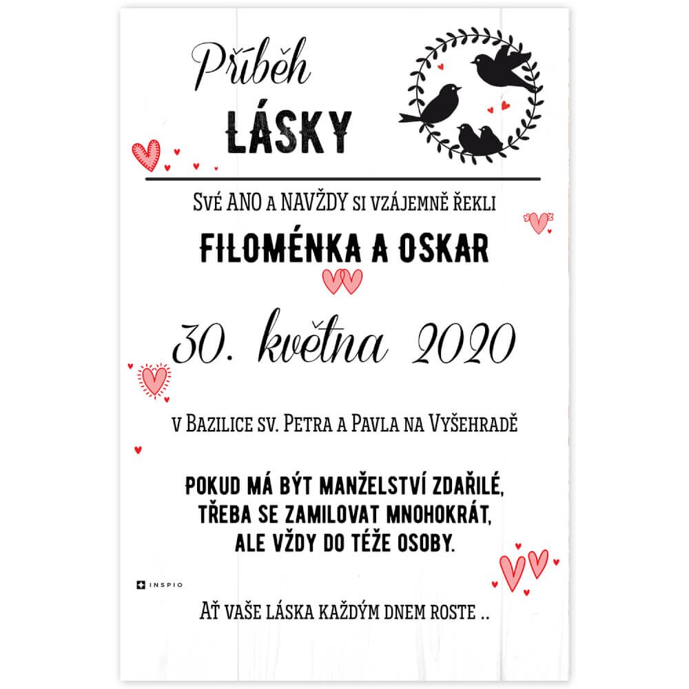 INSPIO Svatební dary - Tabulka o velké lásce pro novomanžele