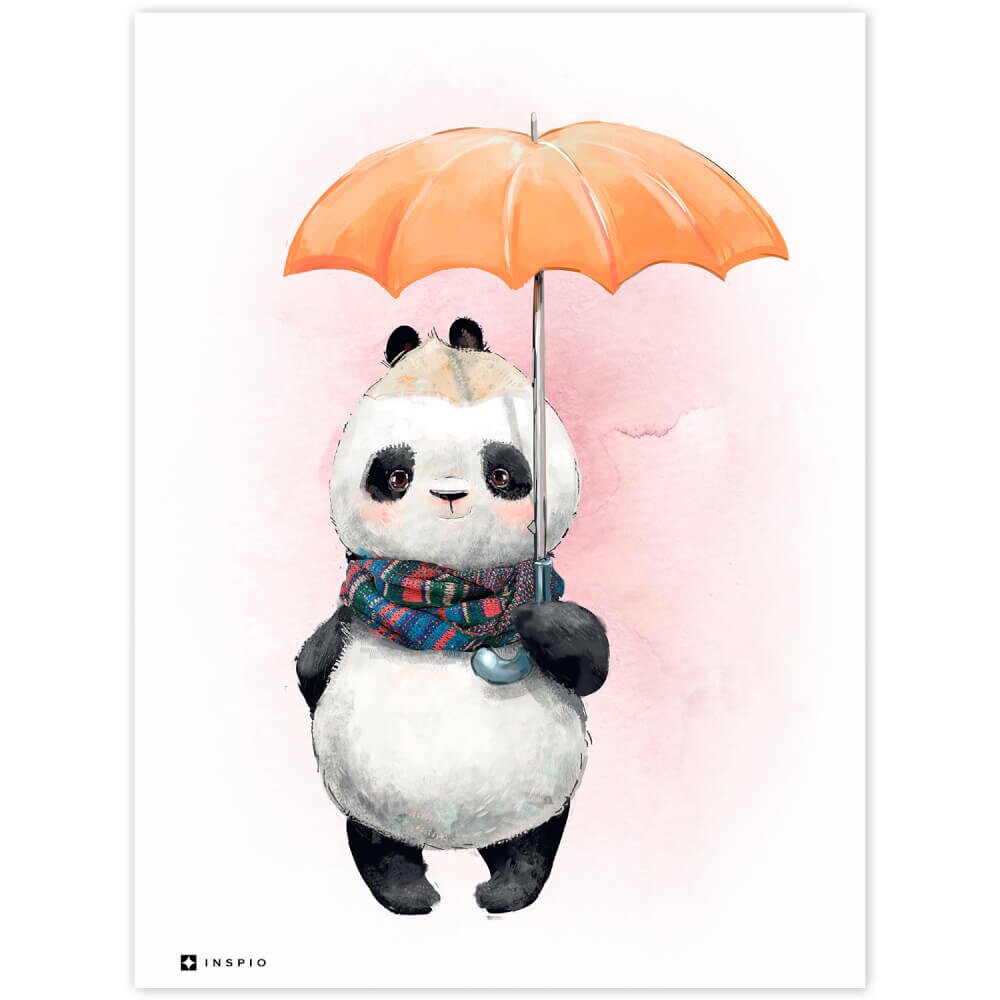 INSPIO Tabulka do dětského pokoje - Panda s deštníkem