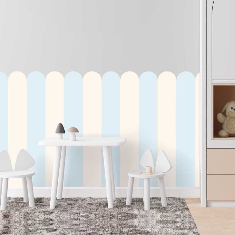 INSPIO Textilní samolepka na zeď Oblouk - Ice Blue (Chladná světle modrá pro moderní interiér)