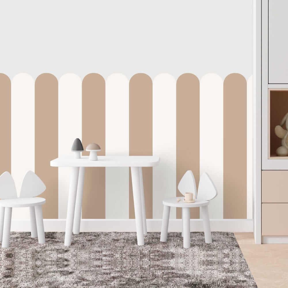 INSPIO Textilní tapeta Oblouk - Brown Beige (neutrální béžová - ideální pro kombinování)