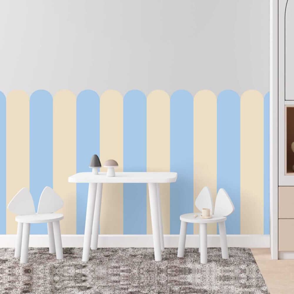 INSPIO Zástěra na spaní pro chlapce Oblouk - Blue Beige (neutrální béžová - modrá)
