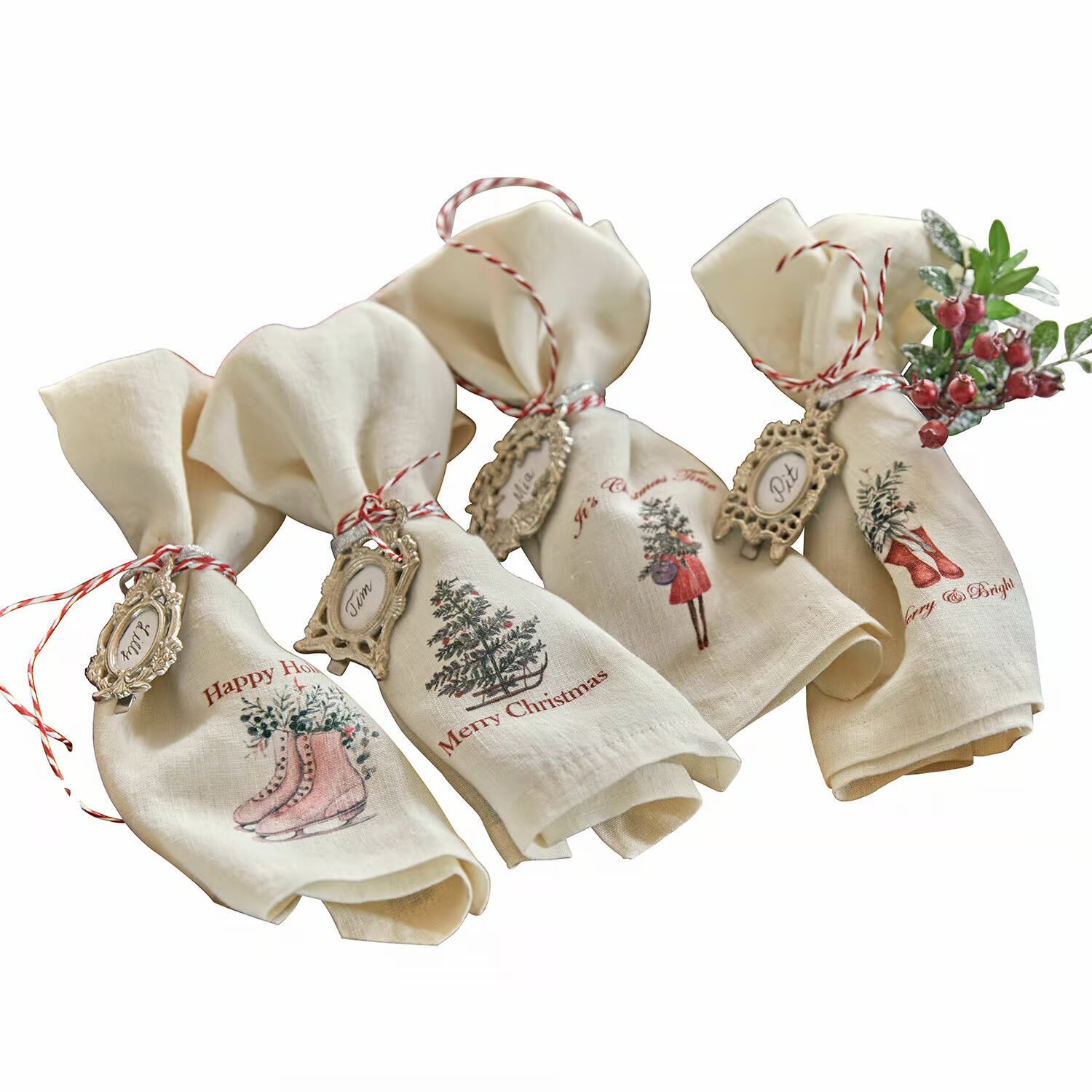 LOBERON Ubrousky 4dílná sada Merry & Bright