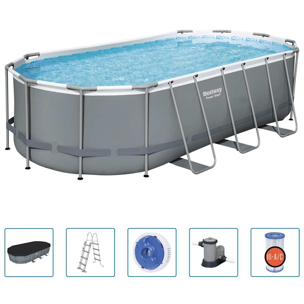 Bestway Nadzemní bazén Power Steel oválný 549 x 274 x 122 cm