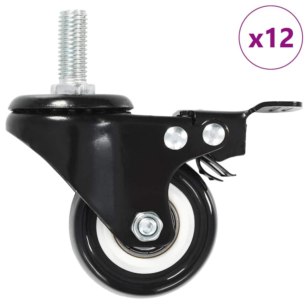 vidaXL 12 ks otočná kolečka s brzdou 50 mm