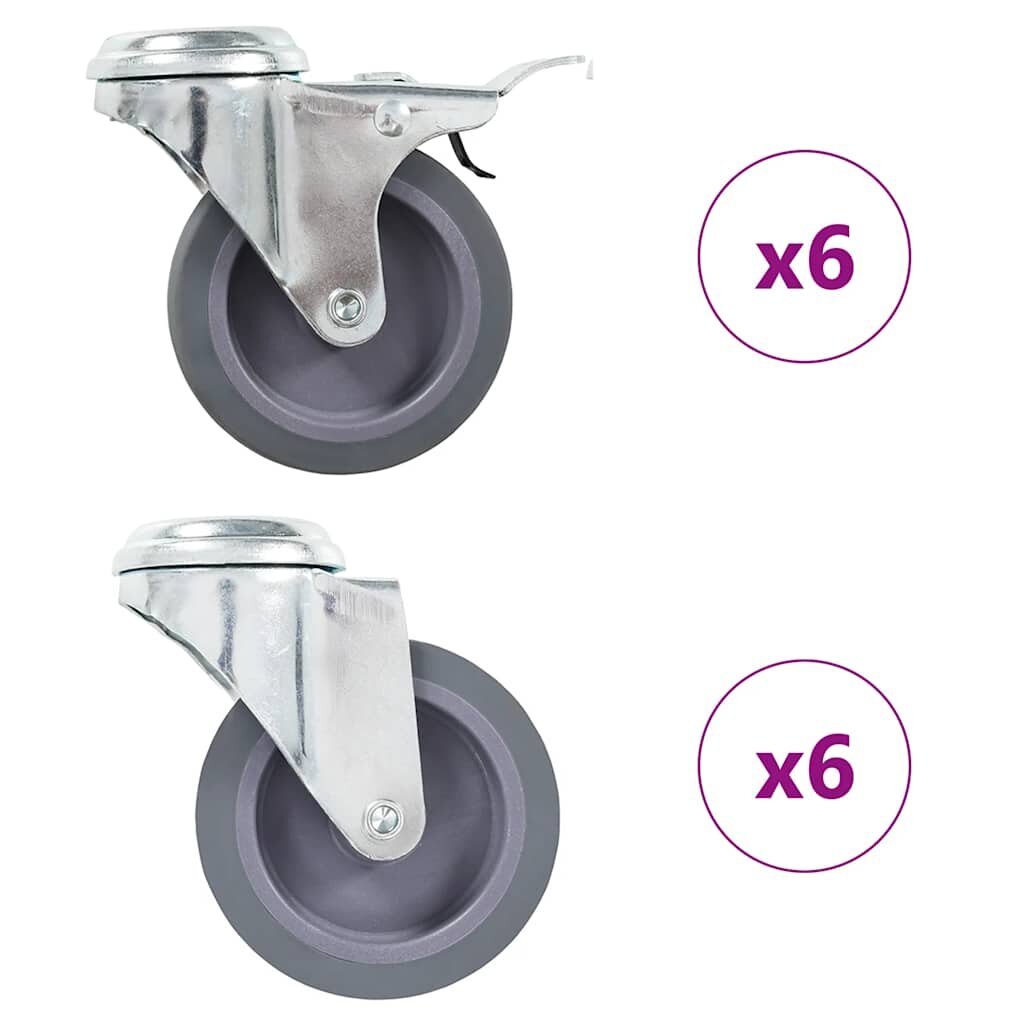 vidaXL 12 ks otočná kolečka s otvorem pro šroub 75 mm
