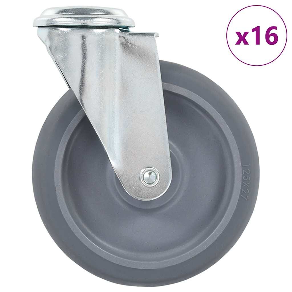 vidaXL 16 ks otočná kolečka s otvorem pro šroub 125 mm