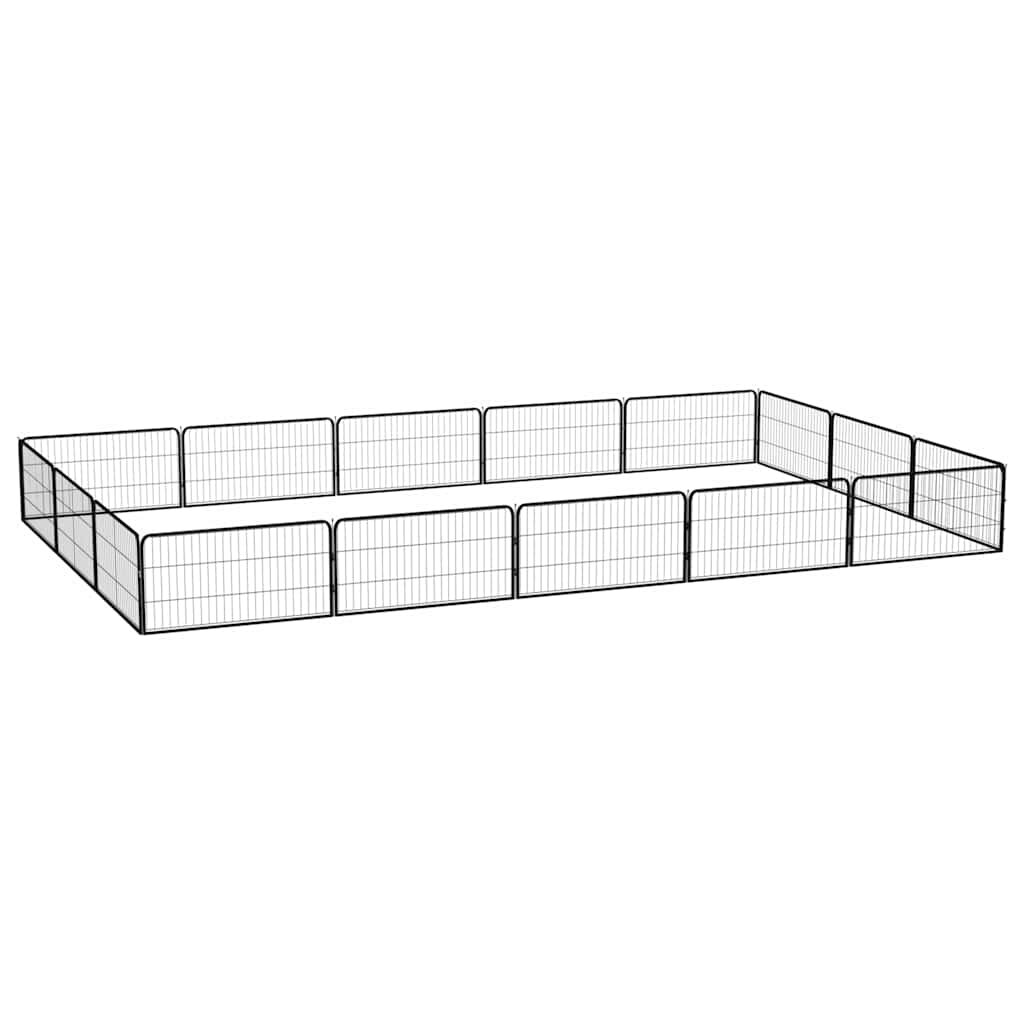 vidaXL 16panelová ohrádka pro psy černá 100 x 50 cm práškovaná ocel
