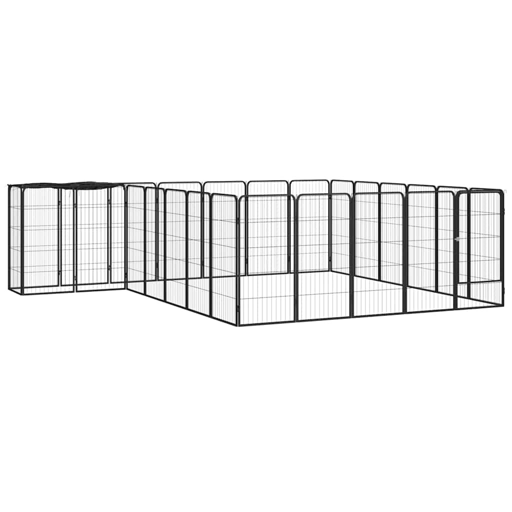 vidaXL 26panelová ohrádka pro psy černá 50 x 100 cm práškovaná ocel