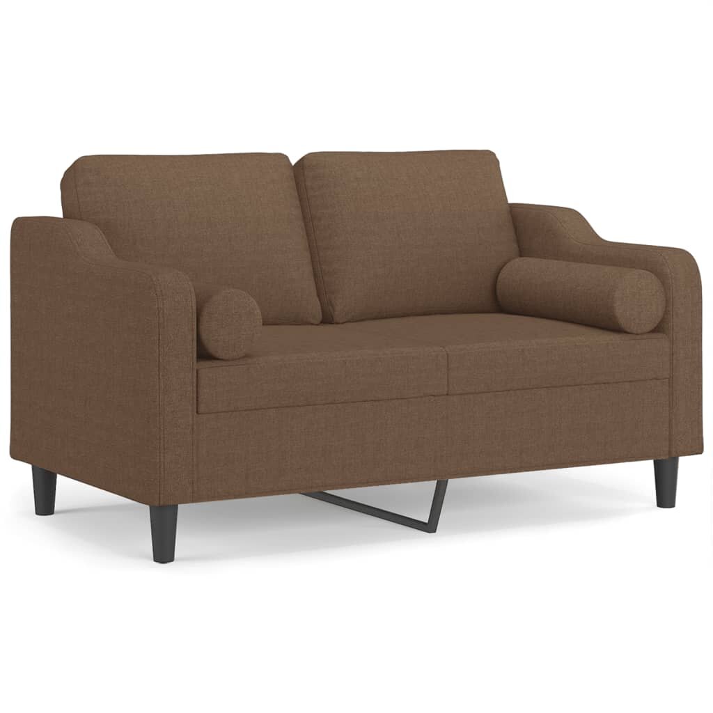 vidaXL 2místná pohovka s polštáři hnědá 120 cm textil