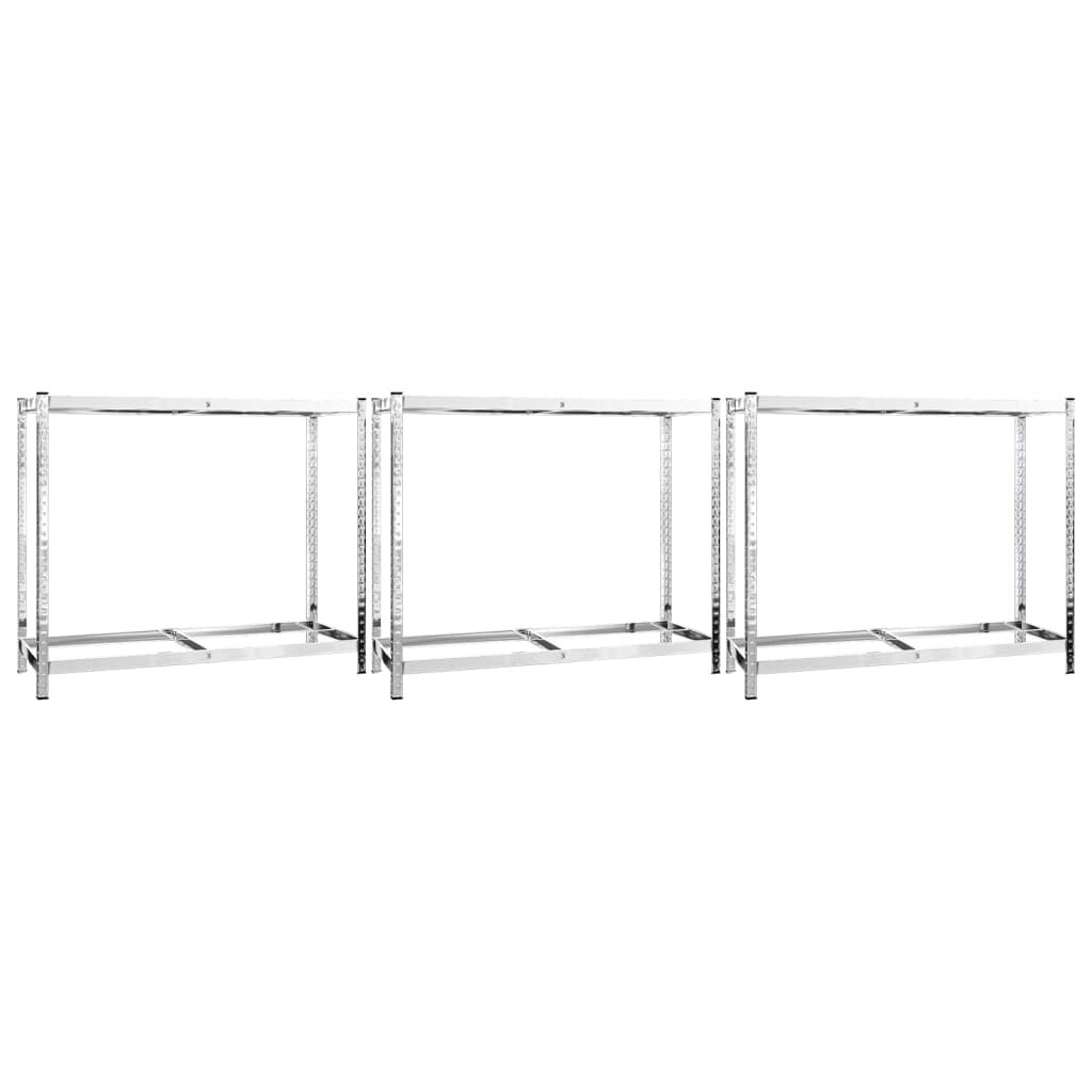 vidaXL 2patrové regály na pneumatiky 3 ks stříbrné 110x40x110 cm ocel